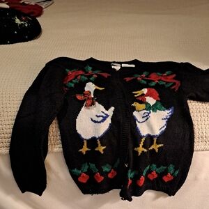 Jantzen Black Festive Duck Cardigan